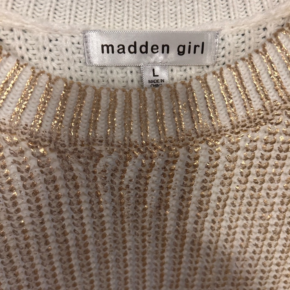 Madden Girl Cream and Gold Sweater - Picture 4 of 5
